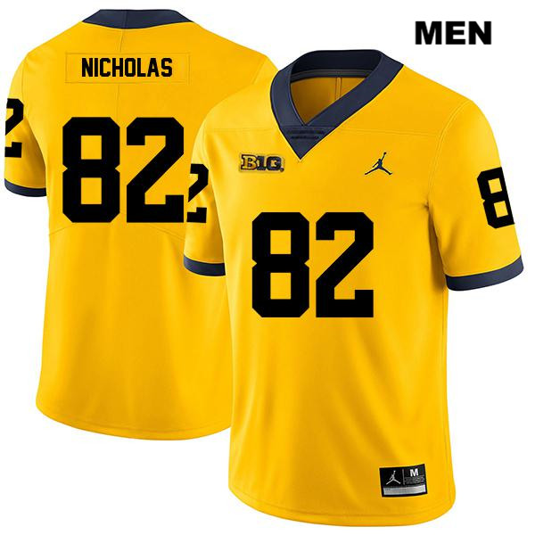Men's NCAA Michigan Wolverines Desmond Nicholas #82 Yellow Jordan Brand Authentic Stitched Legend Football College Jersey NI25U72RE